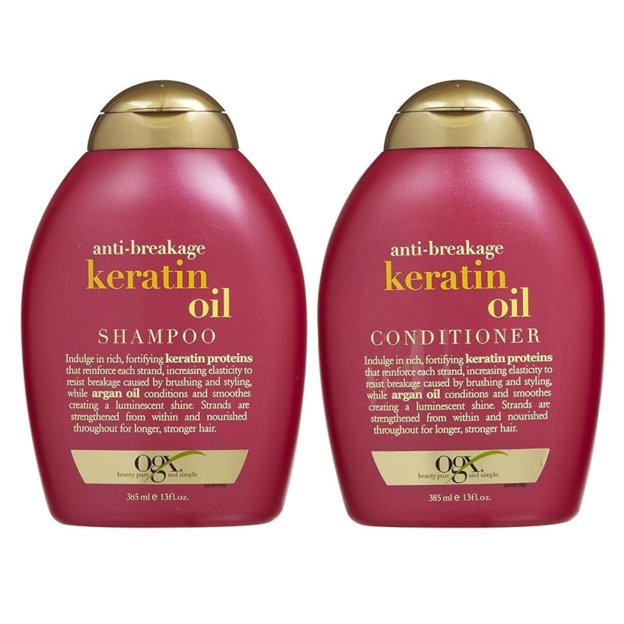 OGX Anti-Breakage + Keratin Oil Fortifying Anti-Frizz Conditioner + shampoo