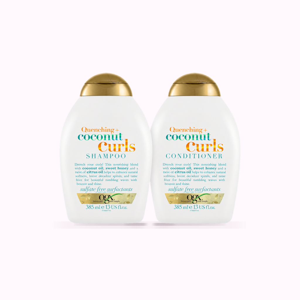 OGX Quenching + Coconut Curls Curl-Defining Shampoo + conditioner product cover