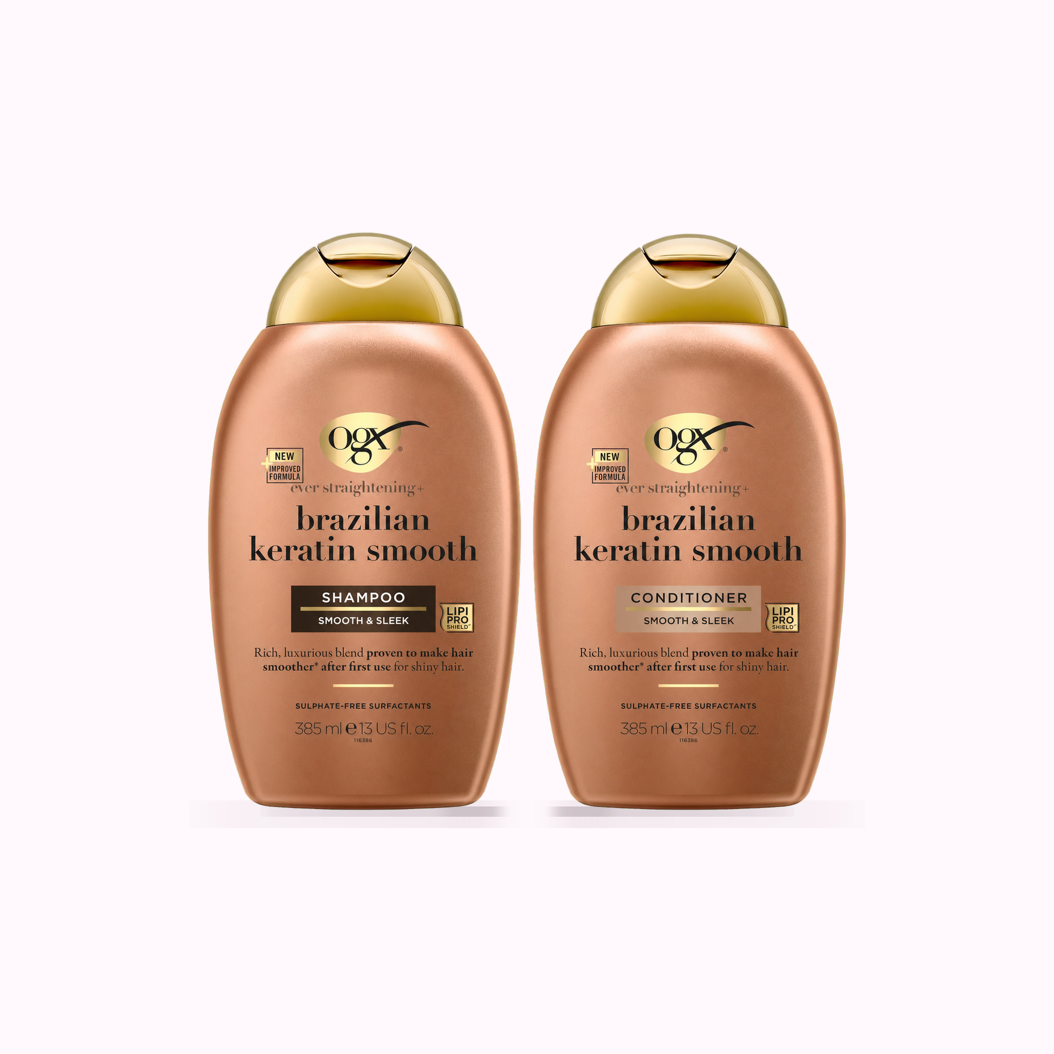 OGX Ever Straightening + Brazilian Keratin Therapy Smoothing Shampoo + Conditioner product cover