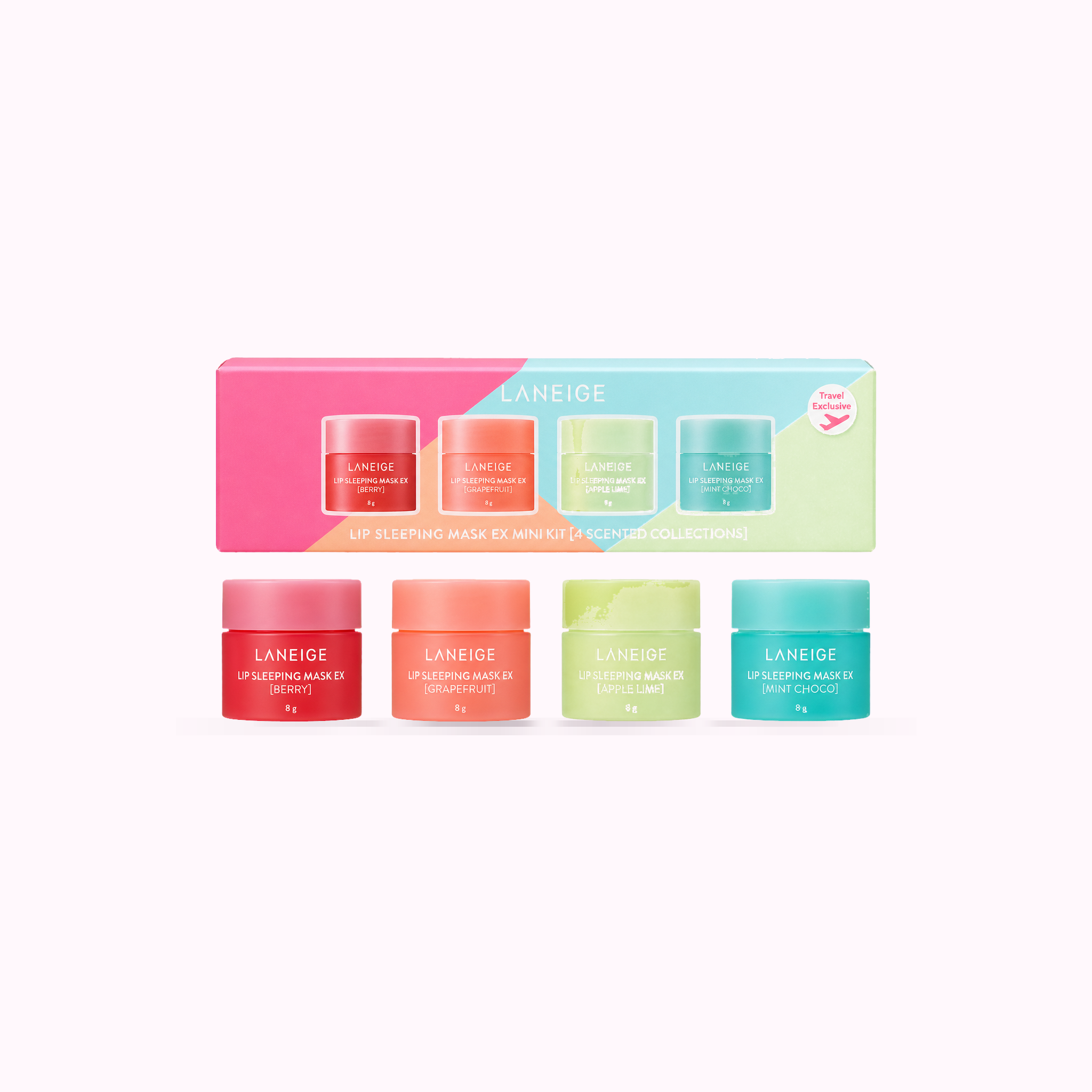 [ LANEIGE ] Lip Sleeping Mask EX Mini 4-Piece Set (Berry, Grapefruit, Apple Lime, Mint Choco product cover