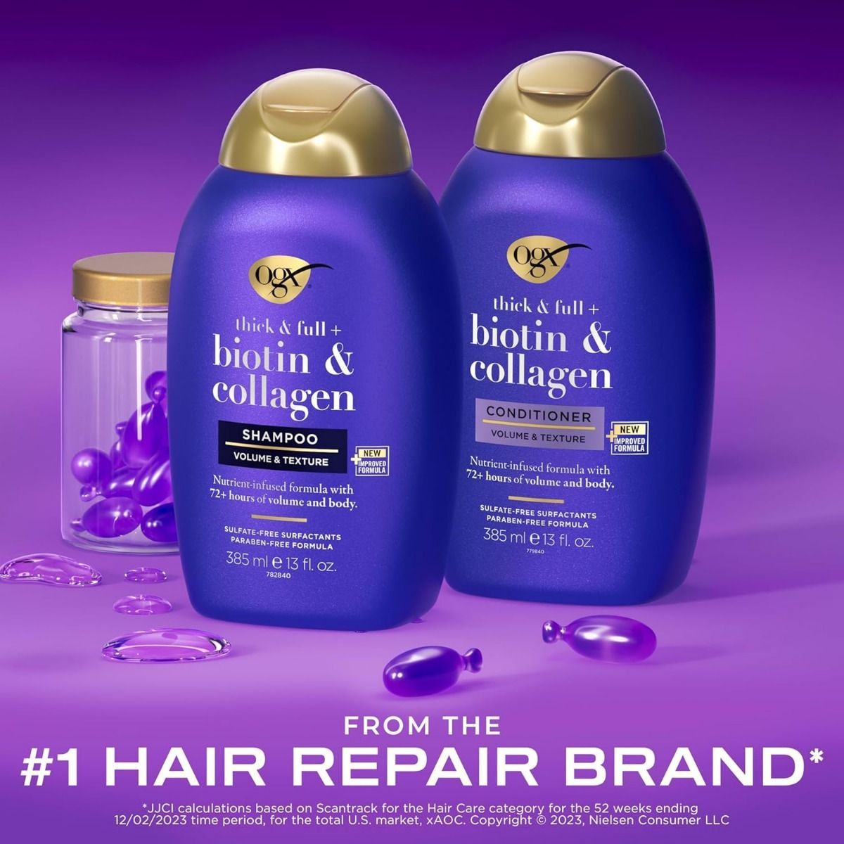 OGX Thick & Full + Biotin & Collagen Volumizing Shampoo & Conditioner Set,