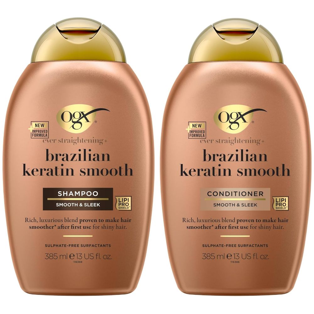 OGX Ever Straightening + Brazilian Keratin Therapy Smoothing Shampoo + Conditioner